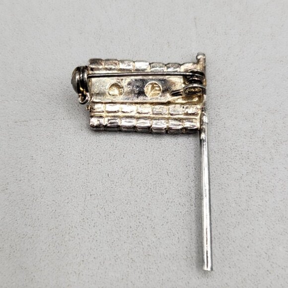 Vintage Patriotic Rhinestone American Flag Brooch Pin Safety Clasp - Picture 2 of 2